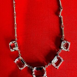 Elegant Silver Necklace with Clear Stones
